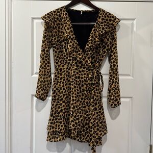 Free People cheetah print mini wrap dress. Worn once.